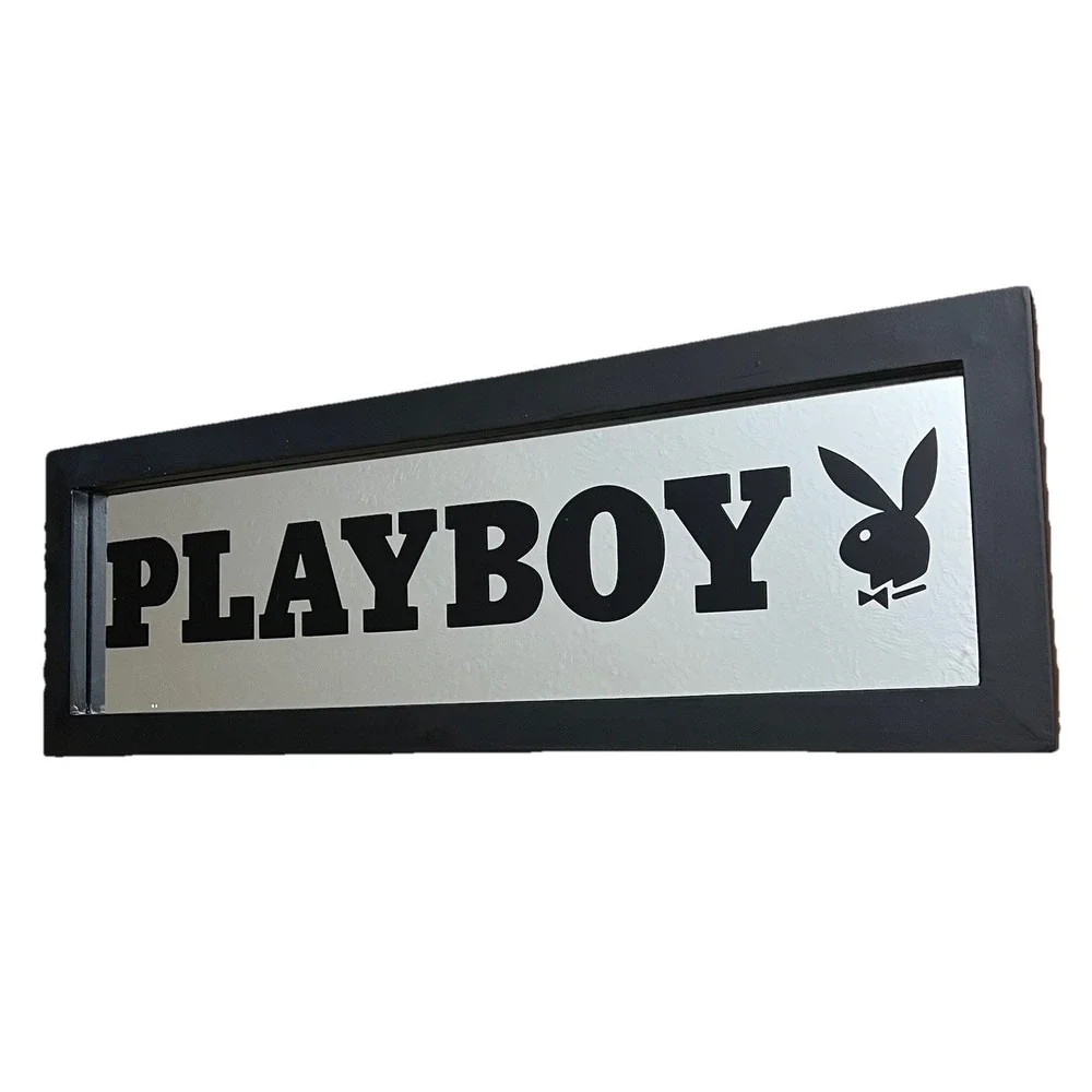 2005 Playboy Bunny Bar Mirror Licensed Rabbit Head Wall Decor Y2K Black 18x6